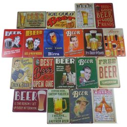2021 Beer Metal Tin Signs Whiskey Wine Plaque Vintage Painting Poster Wall Sticker Pub Bar Home Decor Plates Tin Cafe Decoration 20x30cm