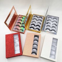 Cosmetics eyelashes packaging box holographic 5 pairs False eyelashes Packaging Box Cardboard Magnetic box 3D Lashes Packaging