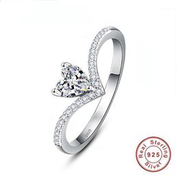 Cluster Rings Sweet Romance Heart-shaped Zircon 925 Silver Ring For Gif Elegant Women Wedding Engagement Anniversary Jewelry1