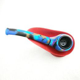 115mm mini silicone glass pipe Colourful smoking spoon pipes portable high quality