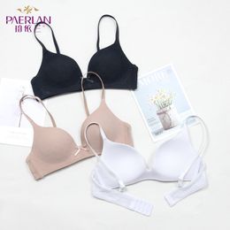 PAERLAN Comfortable Wire Free Push Up Bra Sexy Small Breast Smooth Seamless Breathable mesh One-piece bow-knot underwear woman 201202