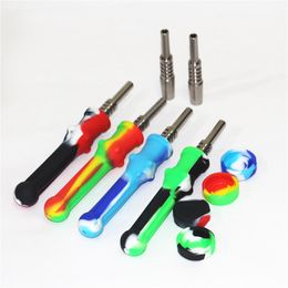 smoking Silicone Nectar Kits with 14mm Joint Quartz Tip Dab Oil Rigs Silcone Bongs glass