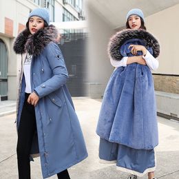 New Oversized Coats Thick Winter Jacket Women Hooded Fur Collar Down Cotton Coat Long Jacket Female Parkas Mujer Maxi Coats 201019