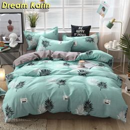 Nordic Brief Bedding Set Bed Linen Leaf Pattern Duvet Cover Sets Quilt Cover Single Double Queen King Bedclothes with Bed Sheet LJ201127