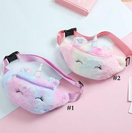 Baby Kids Unicorns Plush Waist Bags Girls Cartoon Crossbody Chest Bag Messenger Bag Child Cute Shoulder Pack Outdoor Handbags Purse