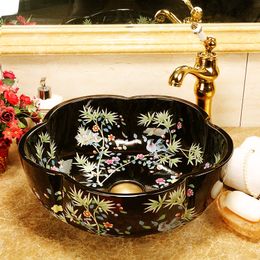 flower shape ceramic sanitary ware art counter basin wash basin lavabo sink Bathroom wash basin