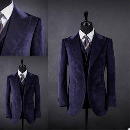 winter slim fit men suits wedding groom tuxedos 3 pieces jacketvestpants bridegroom suits designer best man prom blazer