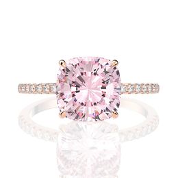 -18k rosa ouro rosa safira anel de diamante 925 esterlina festa de prata anéis de banda de casamento para mulheres jóias finas