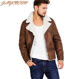 JAYCOSIN Hot High Quality Fashion Design Men Autumn Winter Highneck Warm Fur Liner Lapel Leather Zipper Outwear Top Coat New LJ201110