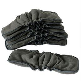 [ 5pcs/Set ] Nappy Inserts Bamboo Charcoal Double Gussets Diaper Inserts Carbon Bamboo Liners For Diaper Covers Day & Night 201117