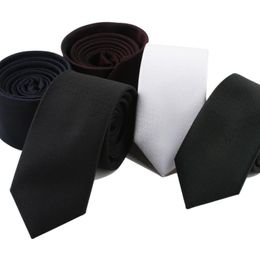 New 7cm Handmade Neck Ties for Men Men's Necktie Polyester Solid Color Jacquard Skinny Suit Black Classic Tie