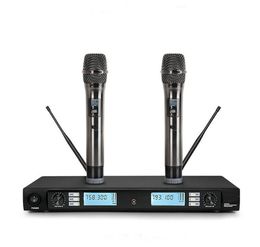 Free shipping! Professional UHF Wireless Microphone Karaoke System with Dual Handheld Transmitter Microfone Mike Mic