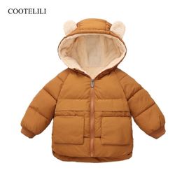 COOTELILI Fleece Winter Parkas Kids Jackets For Girls Boys Thick Velvet Pocket Children's Coat Baby Outerwear Infant Overcoat LJ201017