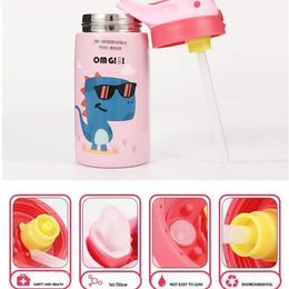 Hot Sales Cute Children Powdered Milk Kettle Cartoon Stainless Steel 316 Straw Thermos Flasks Baby's Stuff Vacuum Water Bottle LJ201218