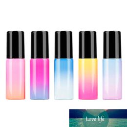 Aihogard 10pcs 5ml Gradient Colour Thick Glass Roll On Essential Oil Empty Parfum Bottles Roller Ball Travel Use Necessaries