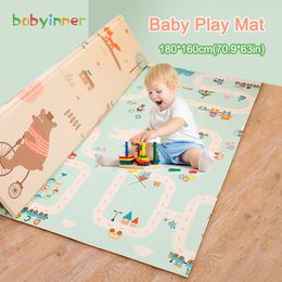 Babyinner 180*160cm(70.9*63in) Foldable Baby Play Mat XPE Material Comfortable Kids Rugs Non-slip Durable Indoor Crawling Mat LJ201113