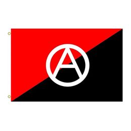Anarchist flag with A symbol 3x5 ft New Digital printing 100D polyester Banner and Flags Wholesale