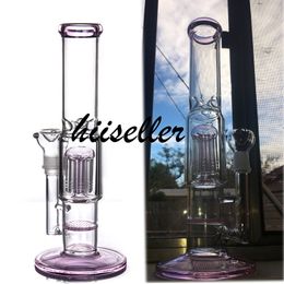12.2 inchs tall Pink glass Bong Arm tree Perc Percolator Bongs Water pipes heady Dab Rigs Bubbler Hookahs with 18mm joint