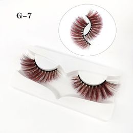 3D Colour Mink False Eyelashes Brown Red Purple Colourful Thick Curl One-Pair Package Eye Lashes Wholesale