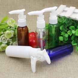 30pcs/lot 60ml Empty Clear Amber Blue White Green Red Round PET Plastic Shampoo Liquid Lotion Pump Bottlesgood package
