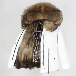 OFTBUY Waterproof Parka Real Fox Fur Coat Natural Raccoon Fur Collar Hood Winter Jacket Women Warm Outerwear Removable New 201103