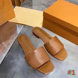 2020 high quality slippers slide summer Flat Shoes Sexy Leather platform sandals flat shoes women sandals size 35-42 with box