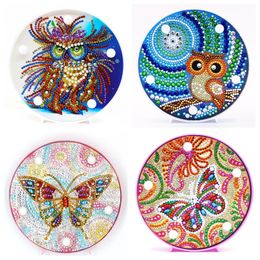 5D DIY Diamond Lamp Night Light Christmas Butterfly Owl Fashion Pattern LED Diamond Painting Light Embroidery Round Circle Light 201201