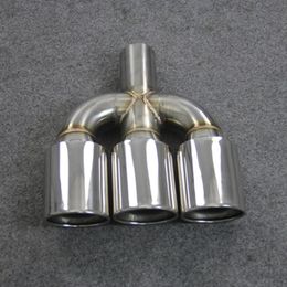 1 Piece Auto Parts Accessories Three-out Exhaust Pipe Outlet 76 89mm Car Styling 304 Stainless Steel Muffler Tip Nozzles