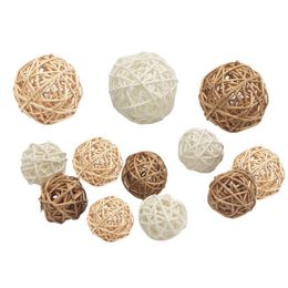 Handmade Rattan Wicker Ball Rustic Spheres Balls for Christmas Wedding Home Party DIY Decor Child Pet Toys Table Vase