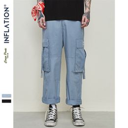 INFLATION New Men Black Trousers Male Bound Feet Trousers Streetwear Hip hop Ankle Tied Pants Japanese Casual Pants 9302S 201110