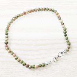 MG0150 Wholesale Unakite Handamde Anklet Natural Stone Women`s Mala Beads Anklet 4 mm Mini Gemstone Jewelry