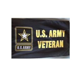 US Army Veteran Flag 3x5 FT 90x150cm Double Stitching 100D Polyester Festival Gift Indoor Outdoor Printed Hot selling