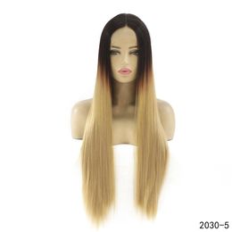 Synthetic Lacefront Wig Simulation Human Hair Lace front Wigs 26 inches Long Straight Pelucas 2030-5