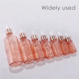 5ml 10ml 30ml 50ml 100ml Pink Glass Bottles with Rose Gold Glass Eye Dropper Dispenser Essential Oil Dropper Bottles