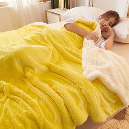 Blanket Yellow fleece blankets and throws Adult Thick Warm Spring winter Cover Home Super Soft Sheet king s On Bed Christmas gift 201222