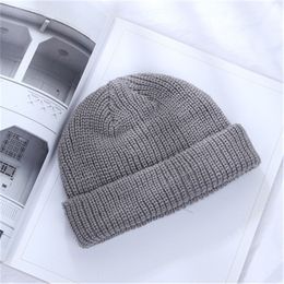 Outdoor Hats Unisex Winter Hat Beanie Plain Knitted Autumn Warm Ski Cuff Cap Wool Soft Slouchy Skull Caps Beanies Men Women Street