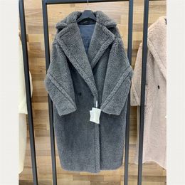 Women Alpaca coat Fashion Sheep wool Overcoat Winter Long Sleeve Outerwear H921 201212