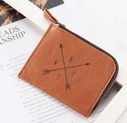 5pcs Fashion Men PU Letter Prints Square Short Coin Purses Zipper Credit Card Holder Wallet Mix Colour