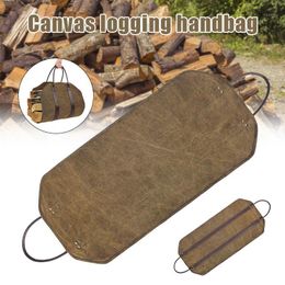 Storage Bags Economical Durable Canvas Firewood Log Carry Bag With Two Handles Outdoor Ds99