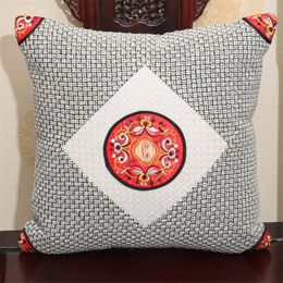 Cushion/Decorative Pillow Embroidered Pure Color Cushion Cover Chinese Style Patchwork Pastoral Throw Waist Pillowcase Soft Solid Home Decor