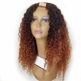 brazilian deep wave u part wig UK - Ombre Brown T#1b 30 U Part Human Hair Wigs Deep Wave Brazilian Remy Hair Middle Part 2*4" Two Tone Color For Black Women