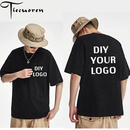 Wholesale customized Print T shirts half sleeve homme tees Drop Shipping men clothing DIY your Harajuku cotton tshirts LJ200827