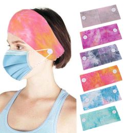 2020 new versatile easy-to-carry tie-dye elastic wide mask anti-leash button headband yoga sports sweat-absorbent headband