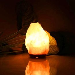-Nachtlichter Premium-Qualität Himalayan Ionic Crystal Salz Rock Lampe mit Dimmer Kabelschalter US-Sockel 1-2kg