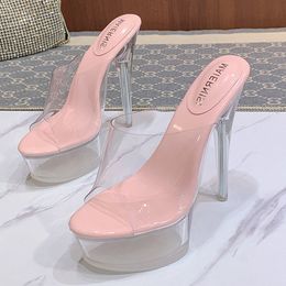 Crystal slope high heel slippers new super pole dancing stiletto for ladies brand fashion sexy t-stage shoes sandals women X1020