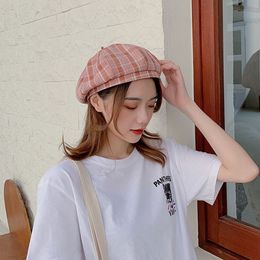 Designer berretto plaid donne estate carino newsboy cappello pittore coreano stile francese barrette signore femmina corda regolabile 2020 nuovo
