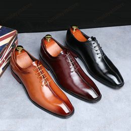 Wedding Dress shoes Oxfords Bullock Handmade Leather shoes big size39-48 Arrival Men Formal Shoes Office Business