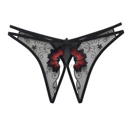 Open crotch panties Gauze Embroidery Panties sexy Lingerie Thongs G Strings T Back Knickers Briefs Women underwear