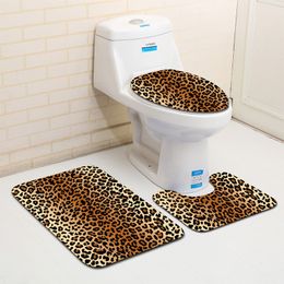 Honlaker 3Pcs/set Leopard and Tiger Pattern Bath Mat Toilet Rug Bathroom Soft Absorbent Mats Y200407