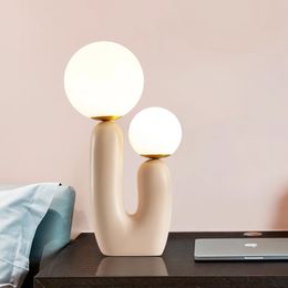 New 2 White Glass Desk Lamp G9 LED Living room Bedroom Table lamp Children's Gifts Atmosphere Lighting Fixture Home Bedside lamp
